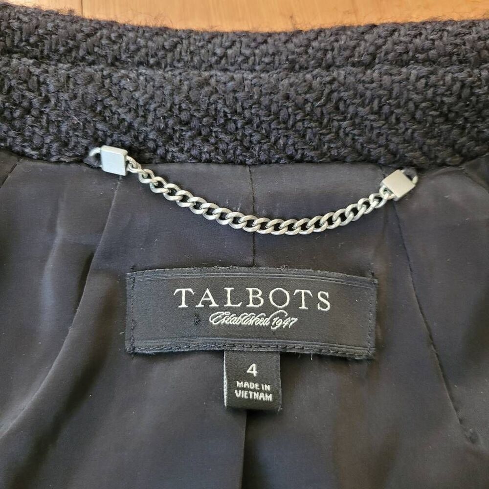 Talbots wool blend black chanel inspired blazer office workwear goth preppy acad - Picture 6 of 12
